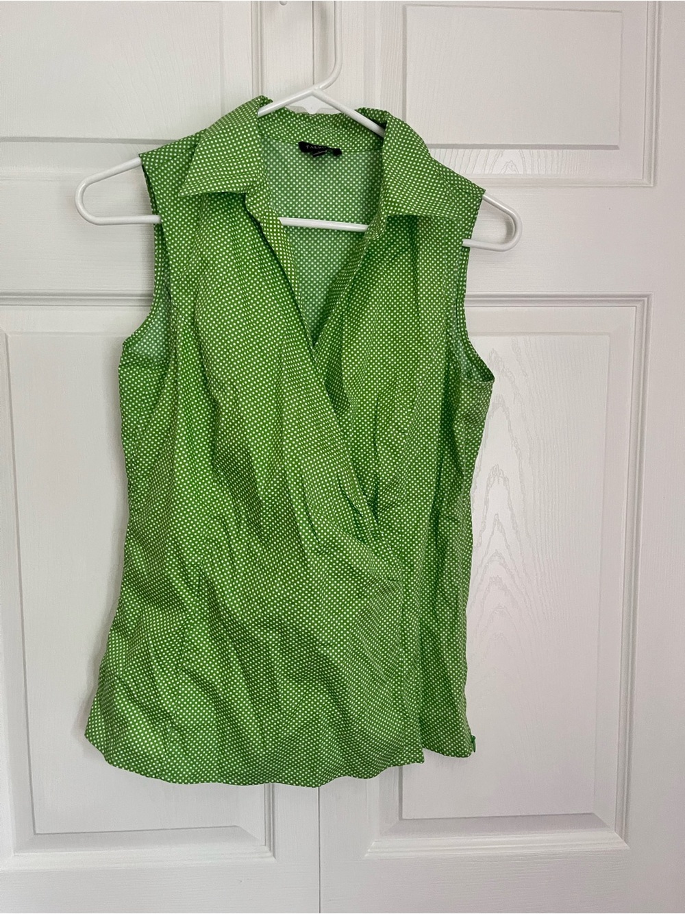 Talbots Green Polka Dot Sleeveless Wrap-Style Camisole